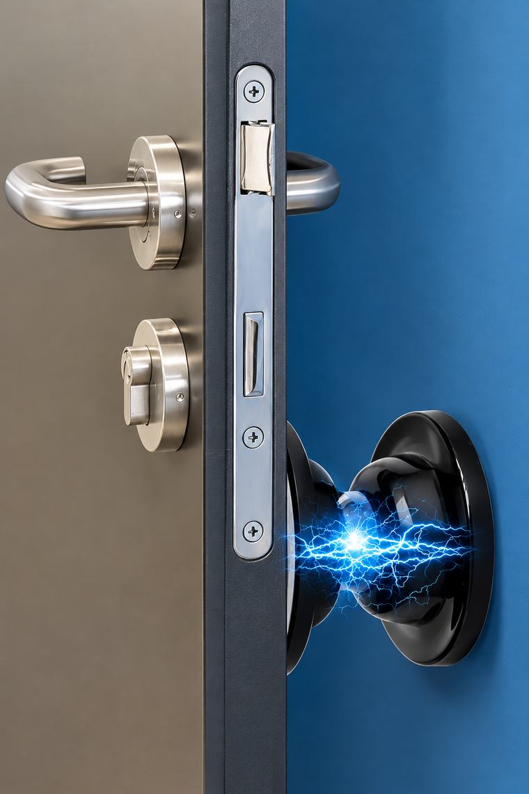 Imán del tope uniendo la puerta con la pared